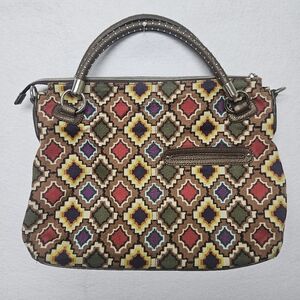 Vintage Relic By Fossil Purse Shoulder Bag Geometric Pattern Studded Strap Hobo